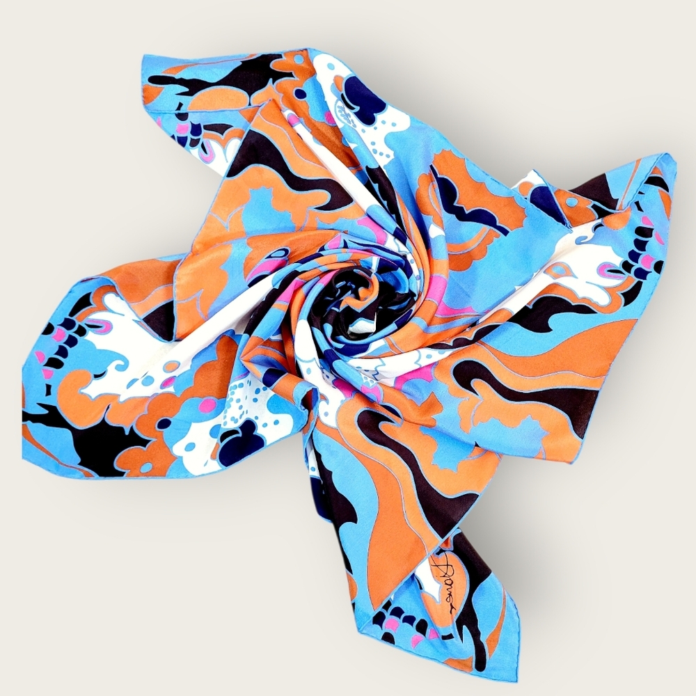 Vintage DIANE VON FURSTENBURG Large Square Silk Scarf Abstract Design